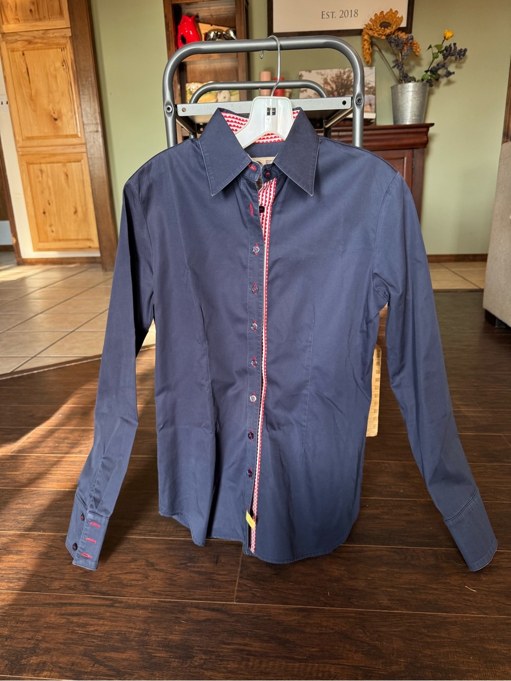 Navy CR Ranchwear Show Shirt with red and white Contrast Trim